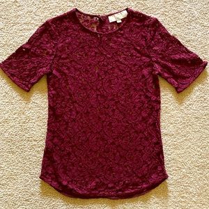 LOFT Lacy Burgundy Blouse